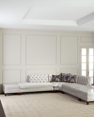 Haute House Nina 3-piece Sectional With Two Marble-top Side Tables In Silver