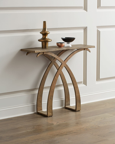 Global Views Adeline Console Table In Antique Brass