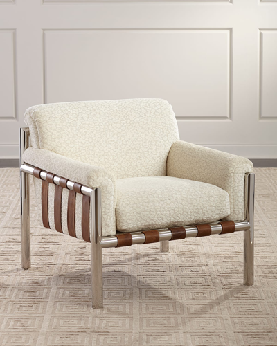 Massoud Waylon Chenille Lounge Chair In Neutral