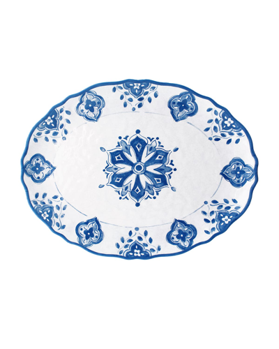 Le Cadeaux Jardin Melamine Oval Platter In Moroccan Blue