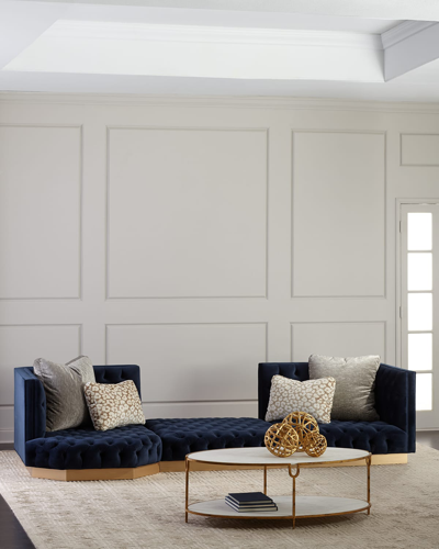 Haute House Tufted Geometric Sectional In Navy