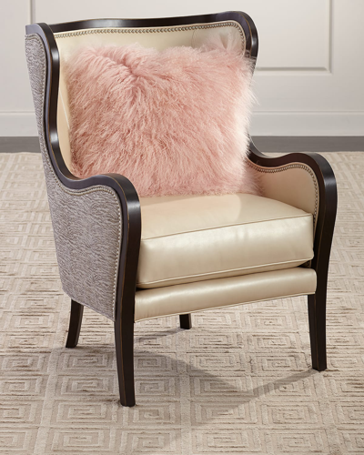 Massoud Jacqueline Leather Wing Chair In Cream