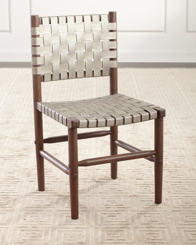 Peninsula Home Collection Arno Leather Dining Side Chair In Platnium