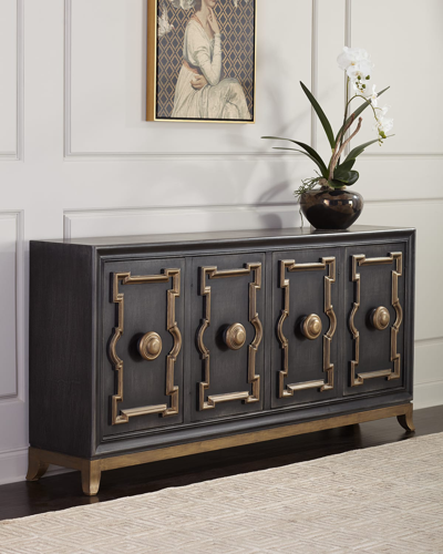 Peninsula Home Collection Clayton Dining Console In Charcoal/gold