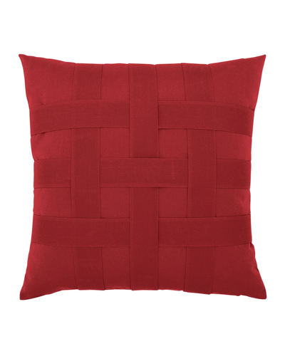 Elaine Smith Basketweave Sunbrella Pillow, Red