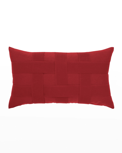 Elaine Smith Basketweave Lumbar Sunbrella Pillow, Red