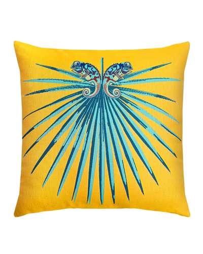Elaine Smith Chameleon Lagoon Sunbrella Pillow In Blue