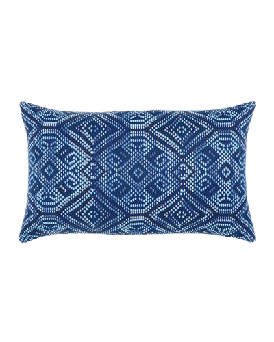 Elaine Smith Tile Lumbar Sunbrella Pillow, Dark Blue