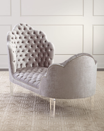 Haute House Elise Tufted Chaise In Gray