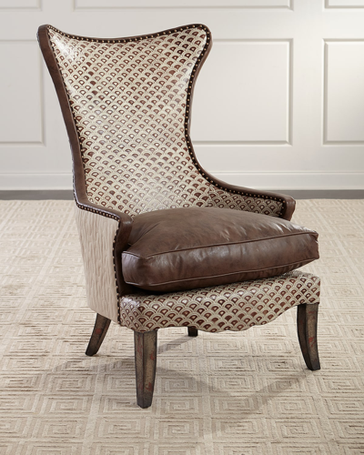 Old Hickory Tannery Hourglass Leather Wing Chair In Brown