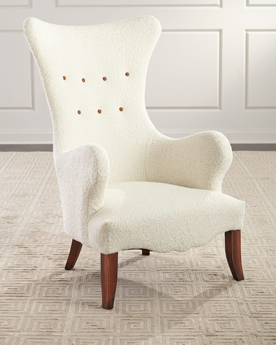 Old Hickory Tannery Ariana Faux Sheepskin Wing Chair In White