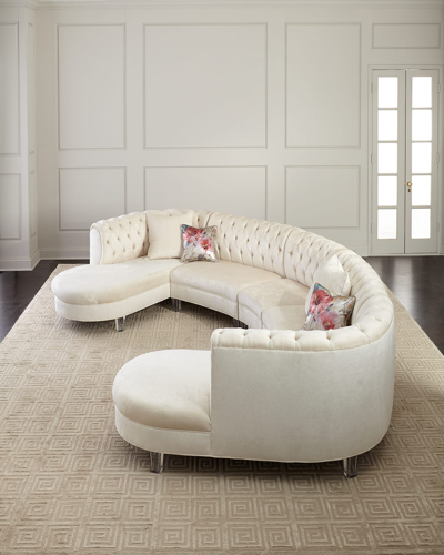 Haute House Pouf Double Chaise Sectional In Neutral