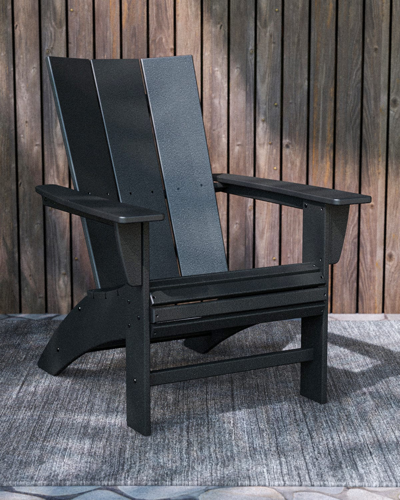 Polywood Modern Curveback Adirondack Chair In Black