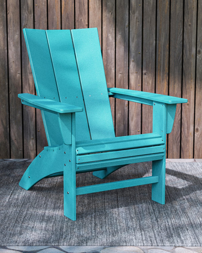 Polywood Modern Curveback Adirondack Chair In Blue