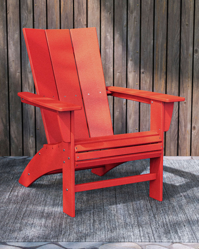Polywood Modern Curveback Adirondack Chair In Sunset Red