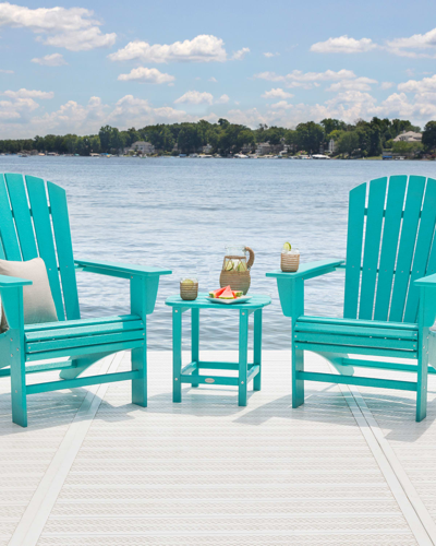 Polywood Nautical Curveback Adirondack Chair In Aruba