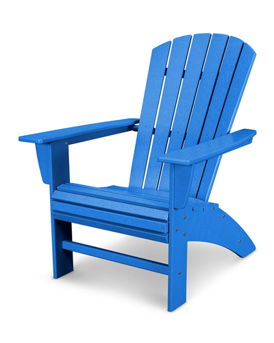Polywood Nautical Curveback Adirondack Chair In Pacific Blue
