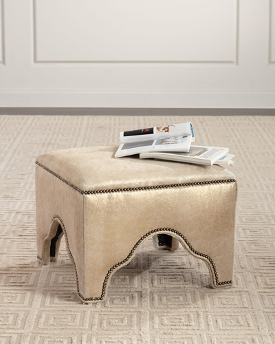 Massoud Stefania Leather Ottoman In Neutral