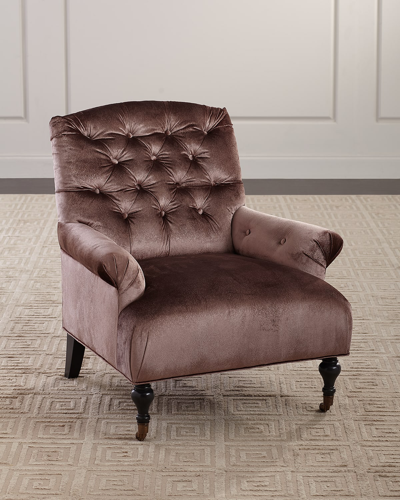 Massoud Starleaf Tufted Rolling Chair In Brown