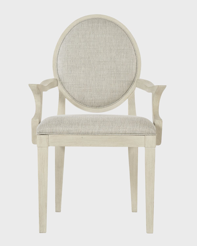 Bernhardt East Hampton Oval Back Arm Chair In Cerused Linen