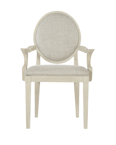 Bernhardt East Hampton Oval Back Arm Chairs, Set Of 2 In Cerused Linen