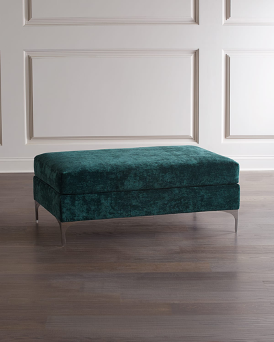 Massoud Galloway Velvet Ottoman In Green