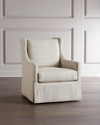 Massoud Sherlock Swivel Chair In Gray Beige