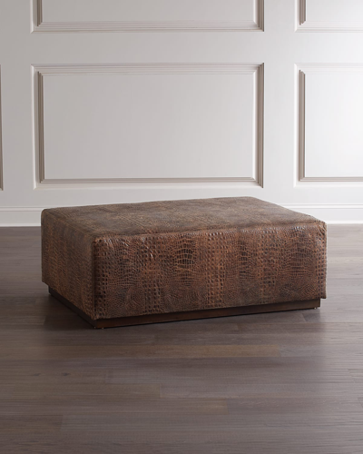 Massoud Bellewood Leather Ottoman In Brown