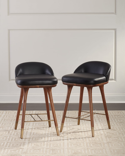 Arteriors Beaumont Leather Counter Stool In Black