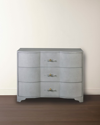 Worlds Away Norse 3-drawer Grasscloth Chest In Grey