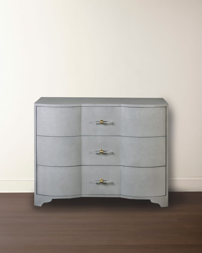 Worlds Away Norse 3-drawer Grasscloth Chest In Gray