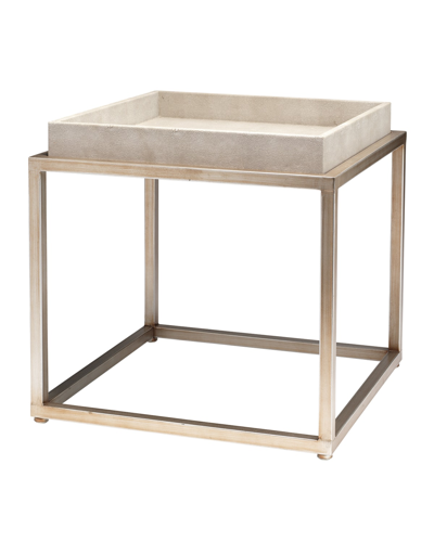 Jamie Young Jax Faux Shagreen Side Table In Ivory