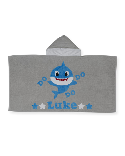 Boogie Baby Personalized Baby Shark Hooded Towel In Grey
