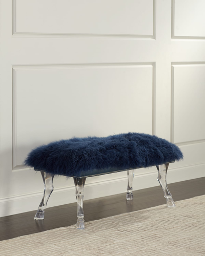 Massoud Ellsworth Sheepskin Bench In Blue