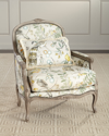 Massoud Honora Bergere Chair In Ivory, Multi