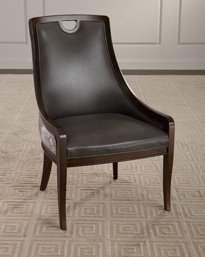 Massoud Donely Leather Dining Chair In Black