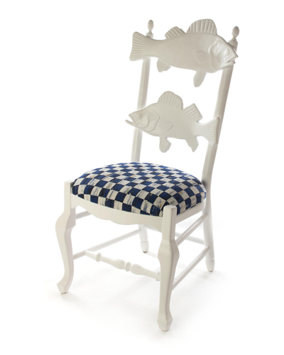 Mackenzie-childs Outdoor Royal Check Fish Chair In Blue/white