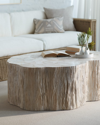 Palecek Camilla Fossilized Clam Coffee Table In Tan, Ivory