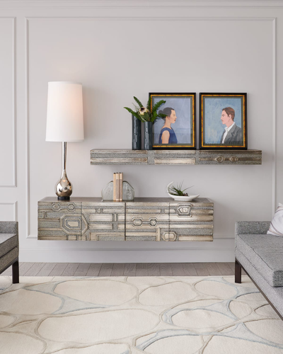 Global Views Geometric Wall Console In Silver