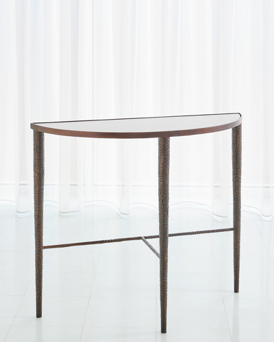 Global Views Hammered Demi Console Table In White