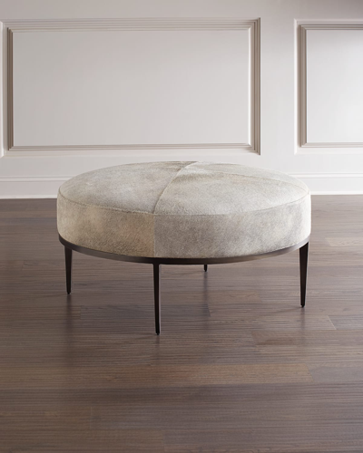 Global Views Urban Hair-on-hide Cocktail Ottoman In Gray