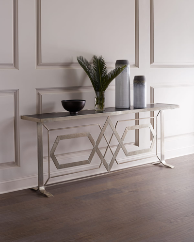 Global Views Umaid Palace Plated Iron Console Table In Nickel