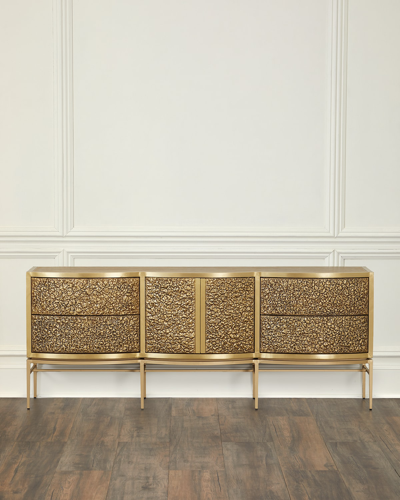 Global Views Crinkle Bronze Floating Console In Brass