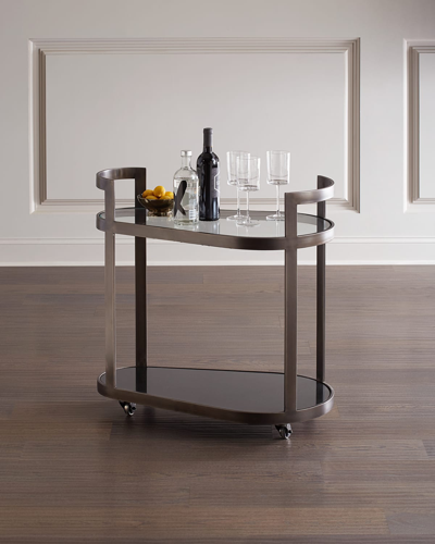 Global Views Regan Antique Gunmetal Bar Cart In Black