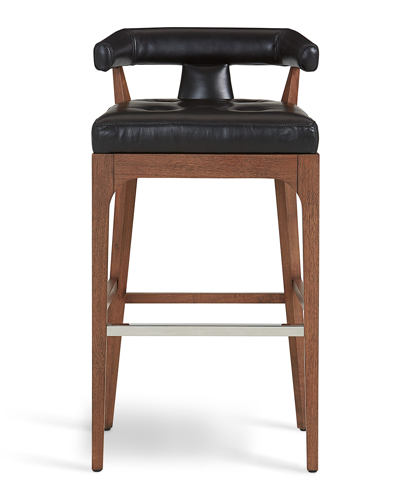 Global Views Moderno Leather Bar Stool In Black