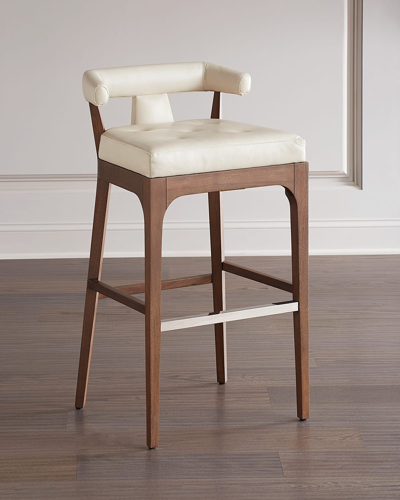 Global Views Moderno Leather Bar Stool In White