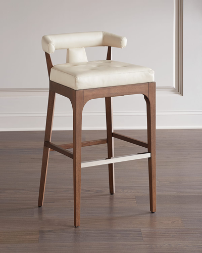 Global Views Moderno Leather Bar Stool In Ivory