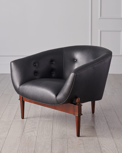 Global Views Mimi Leather Accent Chair In Black