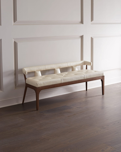 Global Views Moderno Leather Bench In Ivory