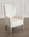 Massoud Broussard Leather Wing Chair In Cream